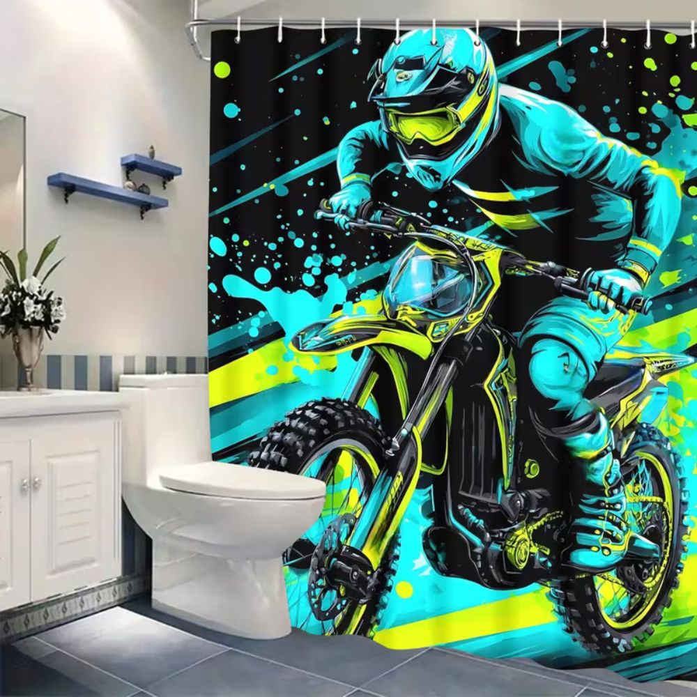 Waterproof dirt bike bathroom curtain