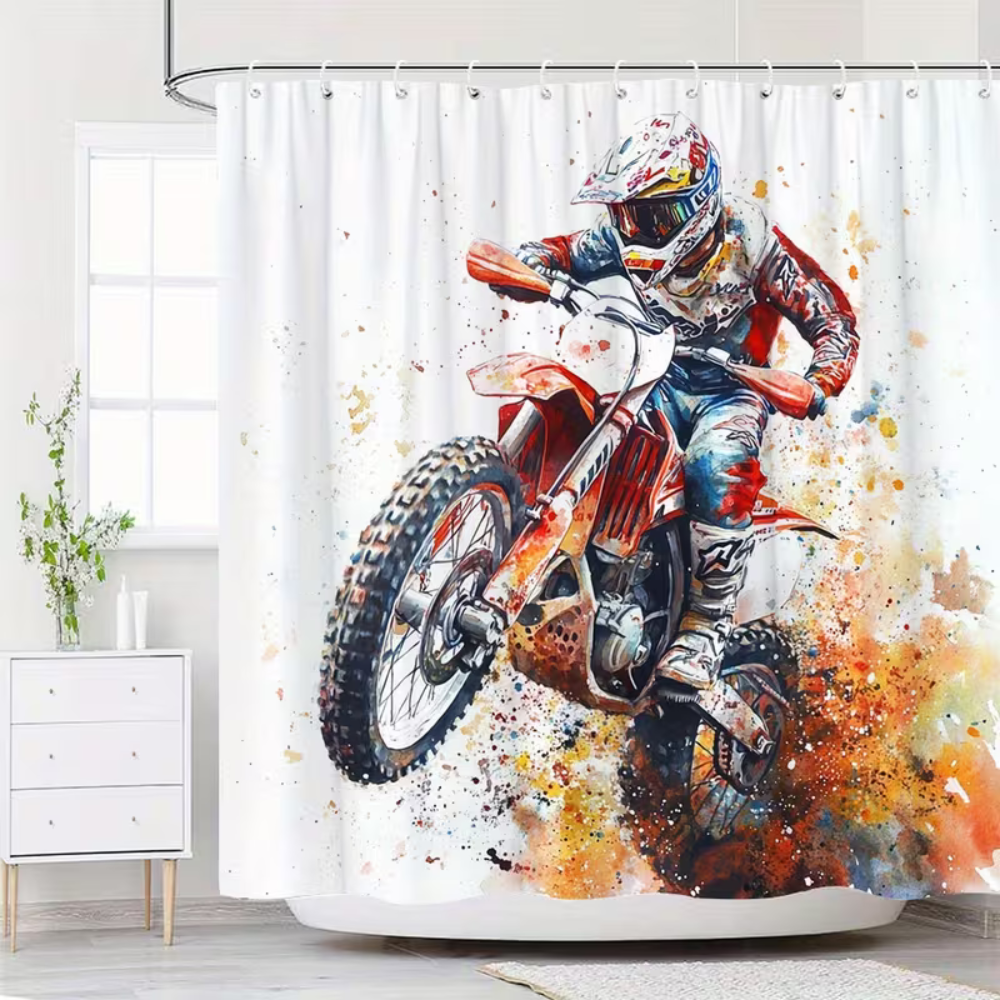 High-definition motocross bathroom curtain