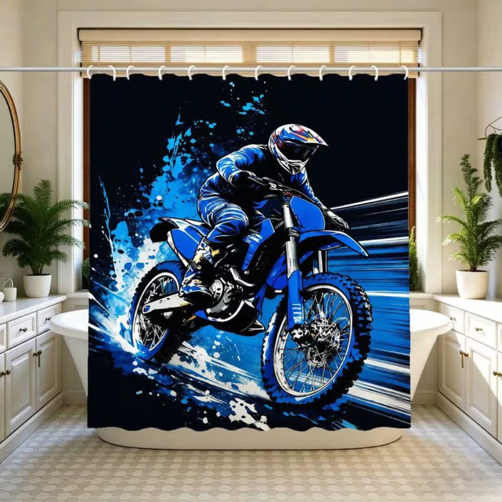 Mildew-proof motocross shower curtain