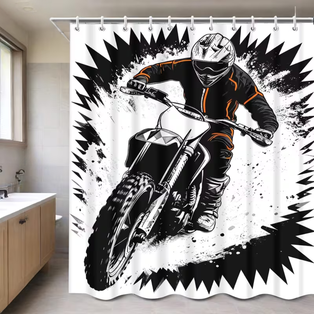 MX rider shower curtain for sports bathroom