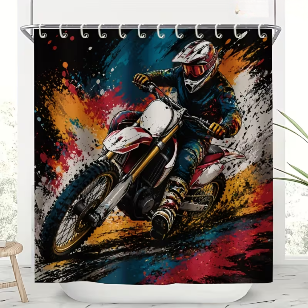 Dirt bike fan bathroom decor curtain
