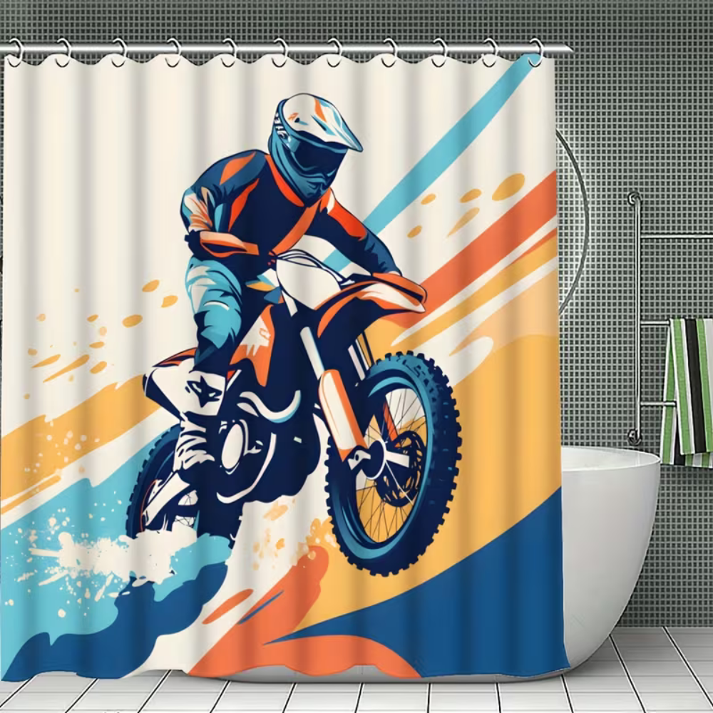 Dirt bike themed shower curtain decor