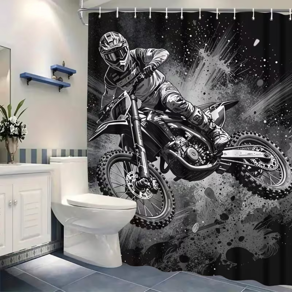Off road motocross shower curtain