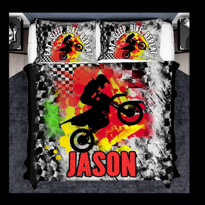 Motocross Fan Bedding Set for Kids and Adults