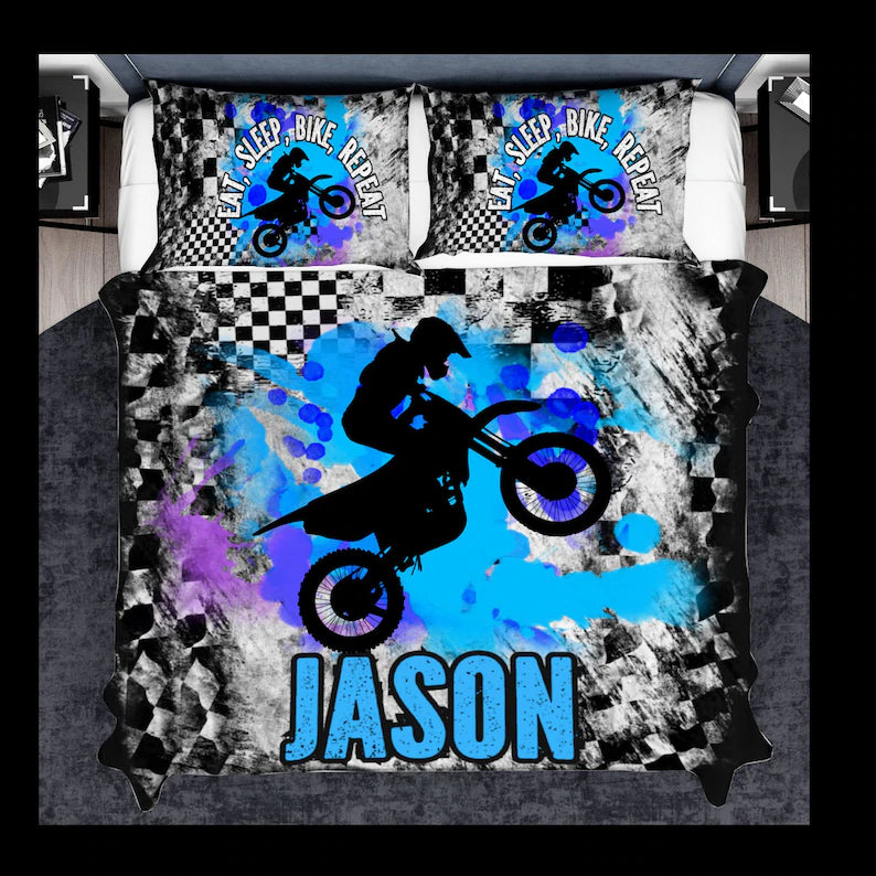 3D Motocross Duvet Cover Personalized Bedroom Decor