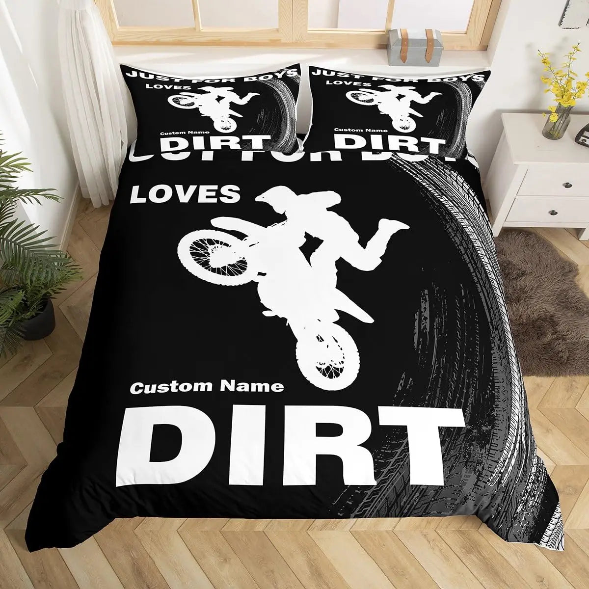 Motocross themed duvet cover for boys bedroom