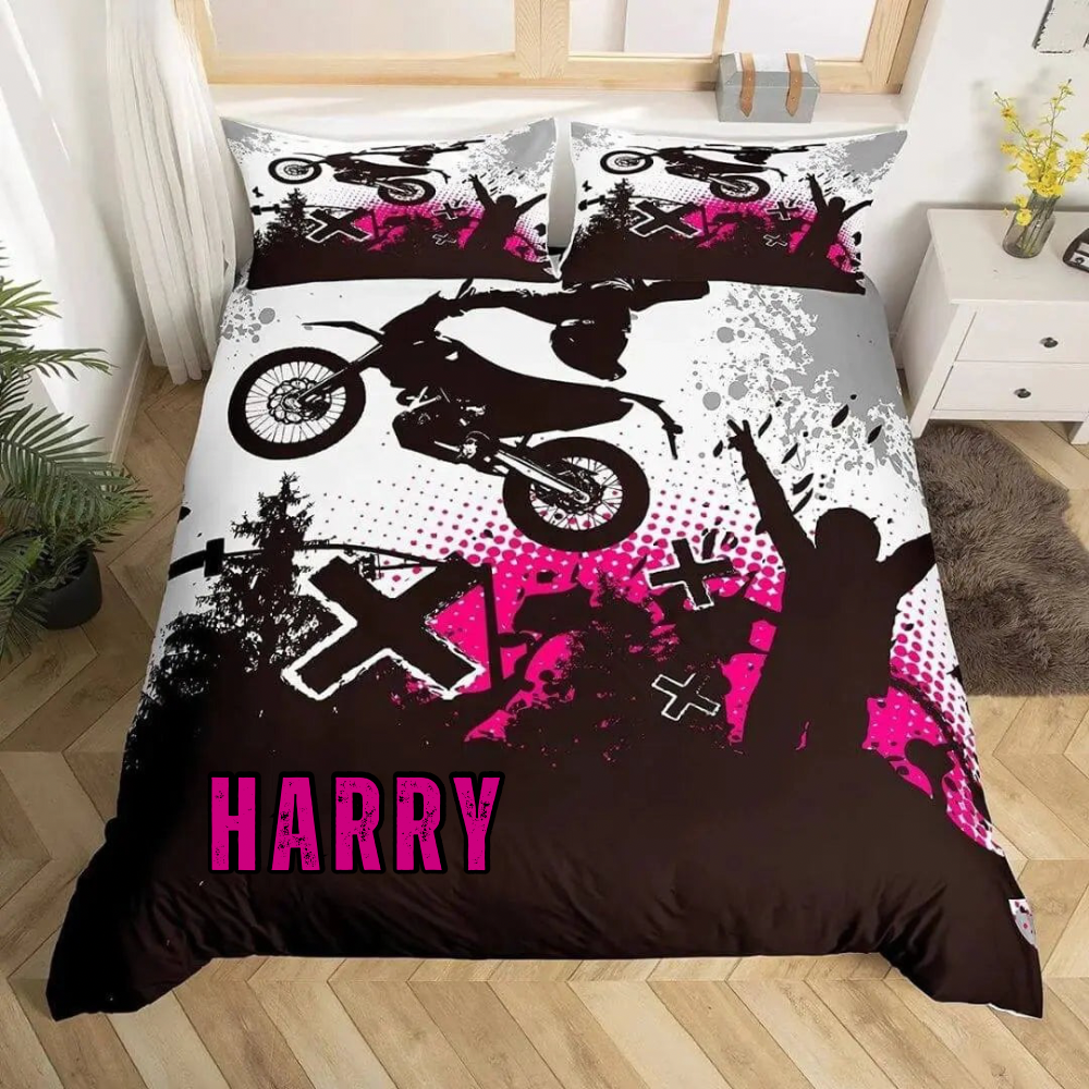 Racing dirt bike duvet cover personalized gift