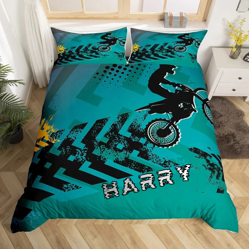 Personalized motocross duvet cover full queen king size