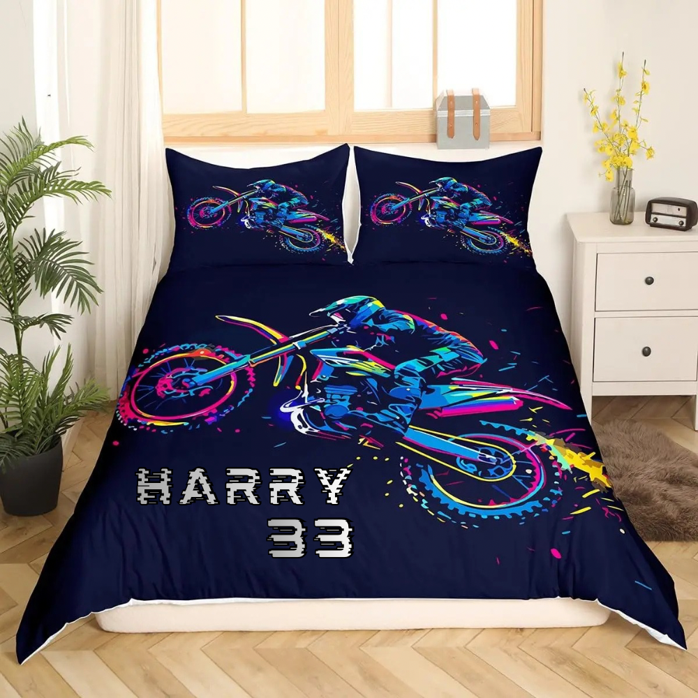 Motocross Personalized Quilt Cover Set