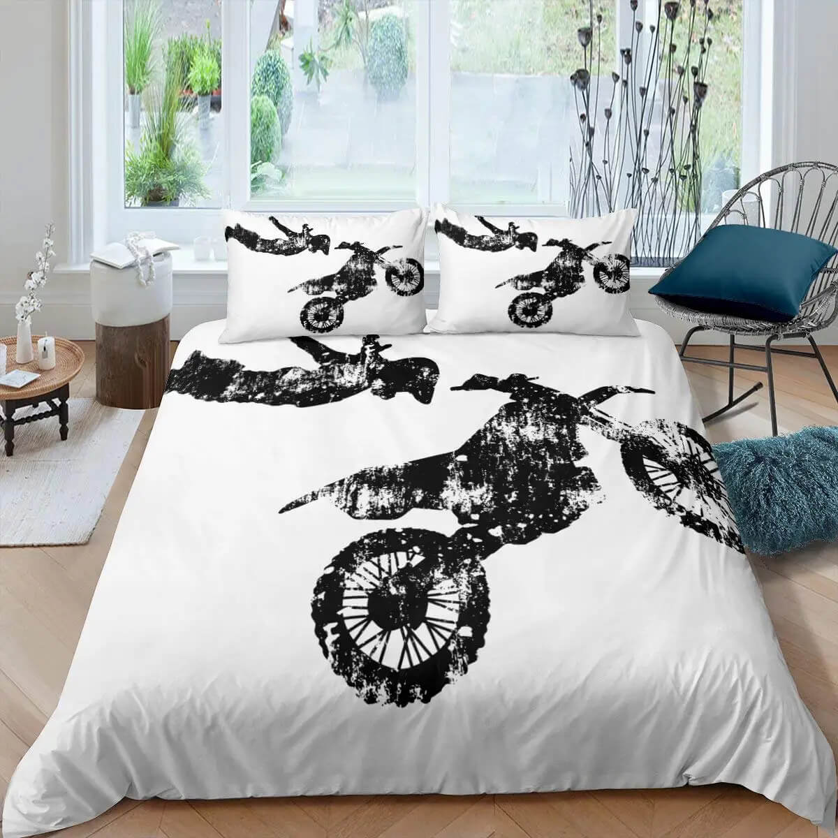 dirt bike duvet cover close up