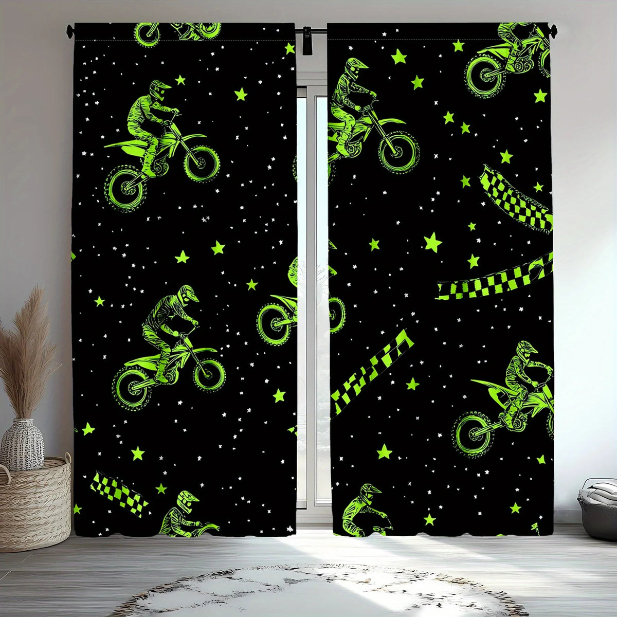motocross rider curtains dirt bike bedroom decor