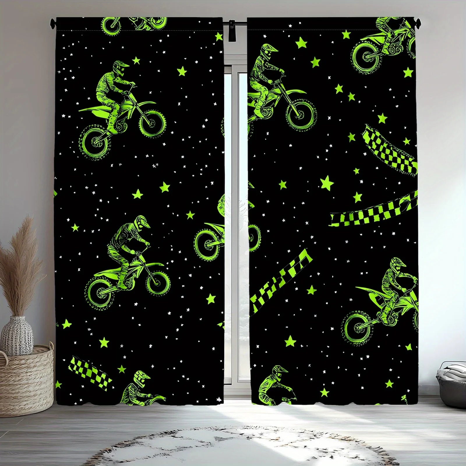 motocross rider curtains dirt bike bedroom decor