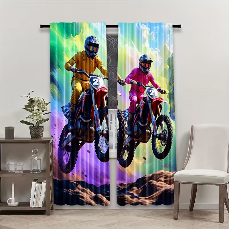 dirt bike racing window drapes
