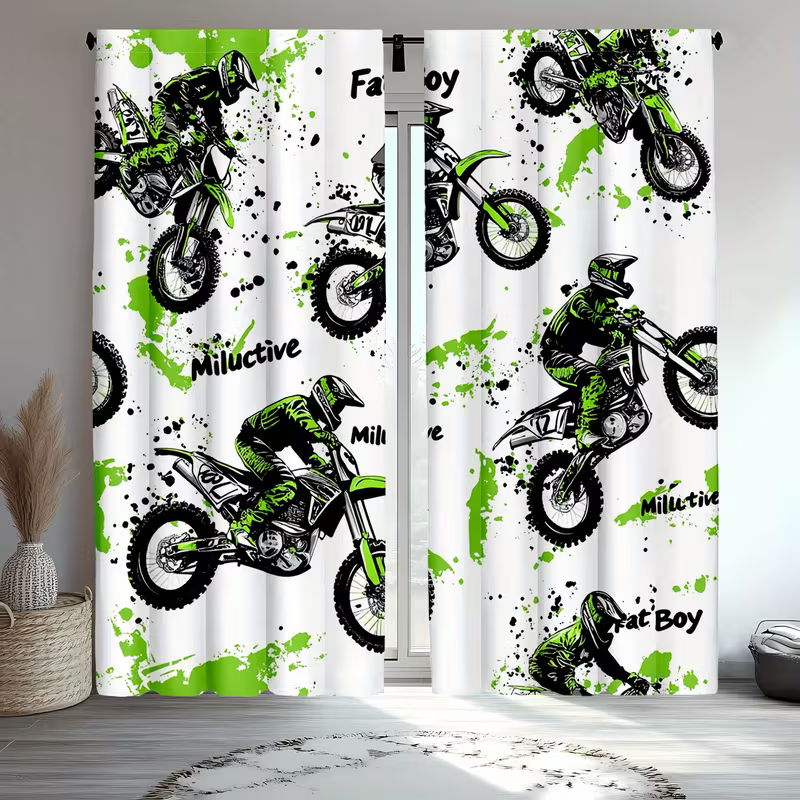 dirt bike curtains for boys bedroom