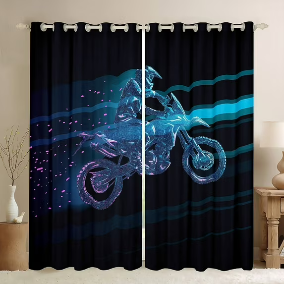 motocross racing curtains home decor