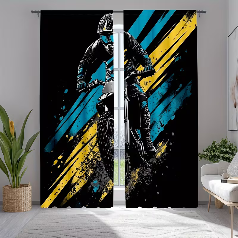 motocross fan bedroom curtains