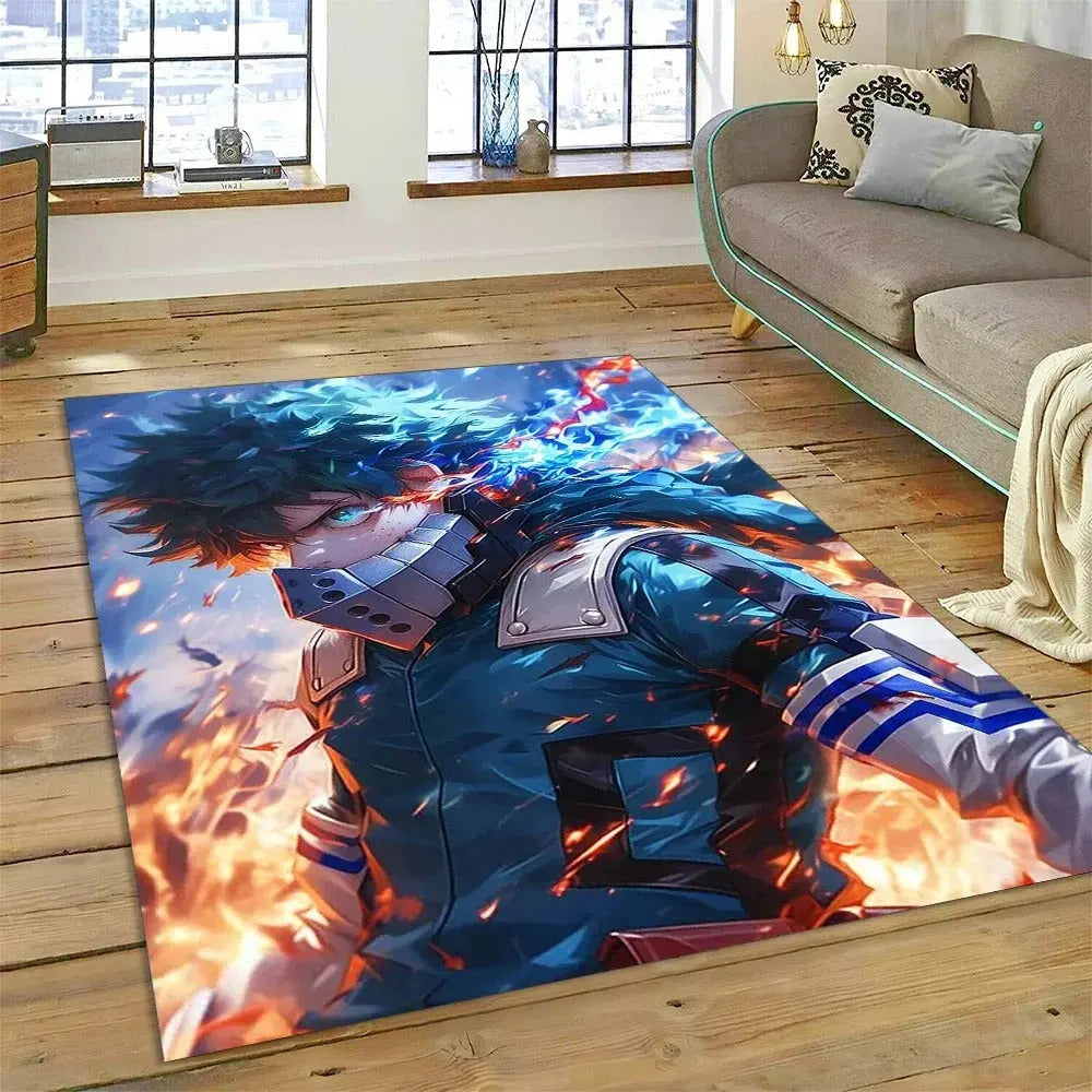 Soft and stylish My Hero Academia anime rug featuring Deku & Bakugou. Non-slip floor mat perfect for bedrooms, dorms, and anime-themed living spaces