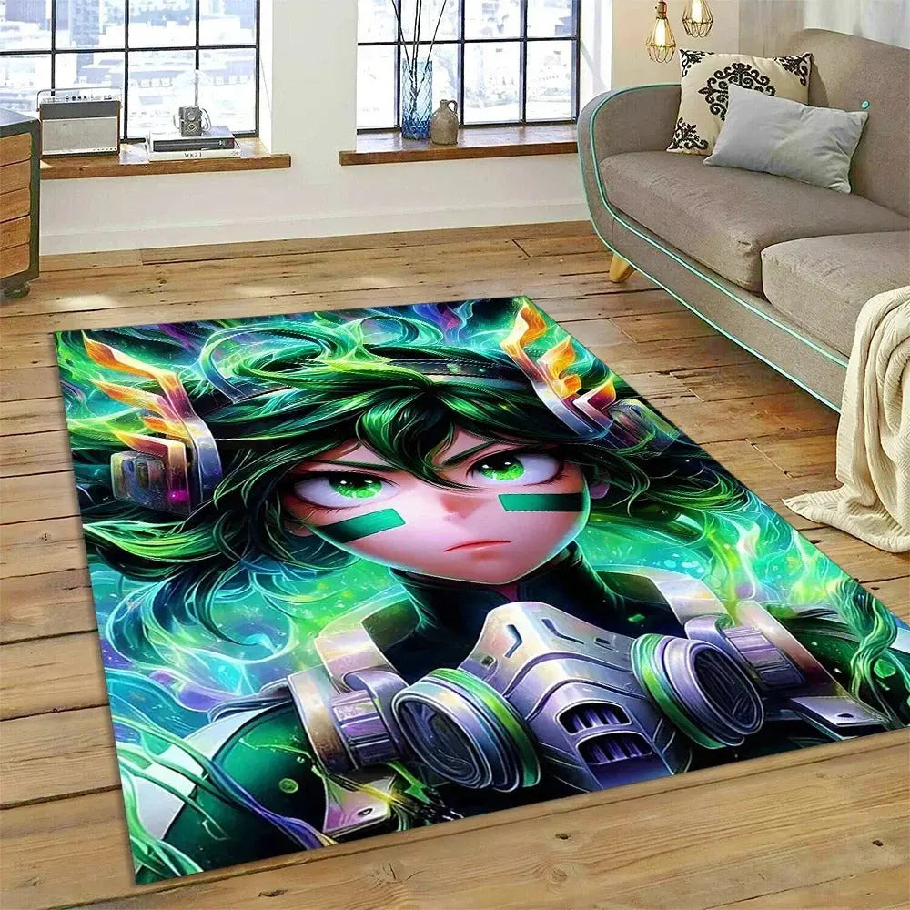 MHA anime rug used as a decorative accent in a vibrant bedroom