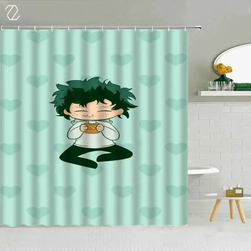 My Hero Academia Izuku Midoriya Deku 3D anime shower curtain - vibrant waterproof bathroom decor