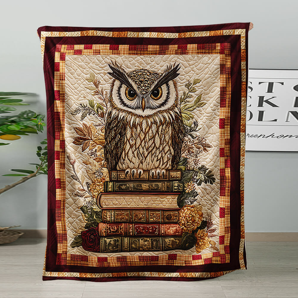 Botanical owl throw blanket with nature-inspired artwork