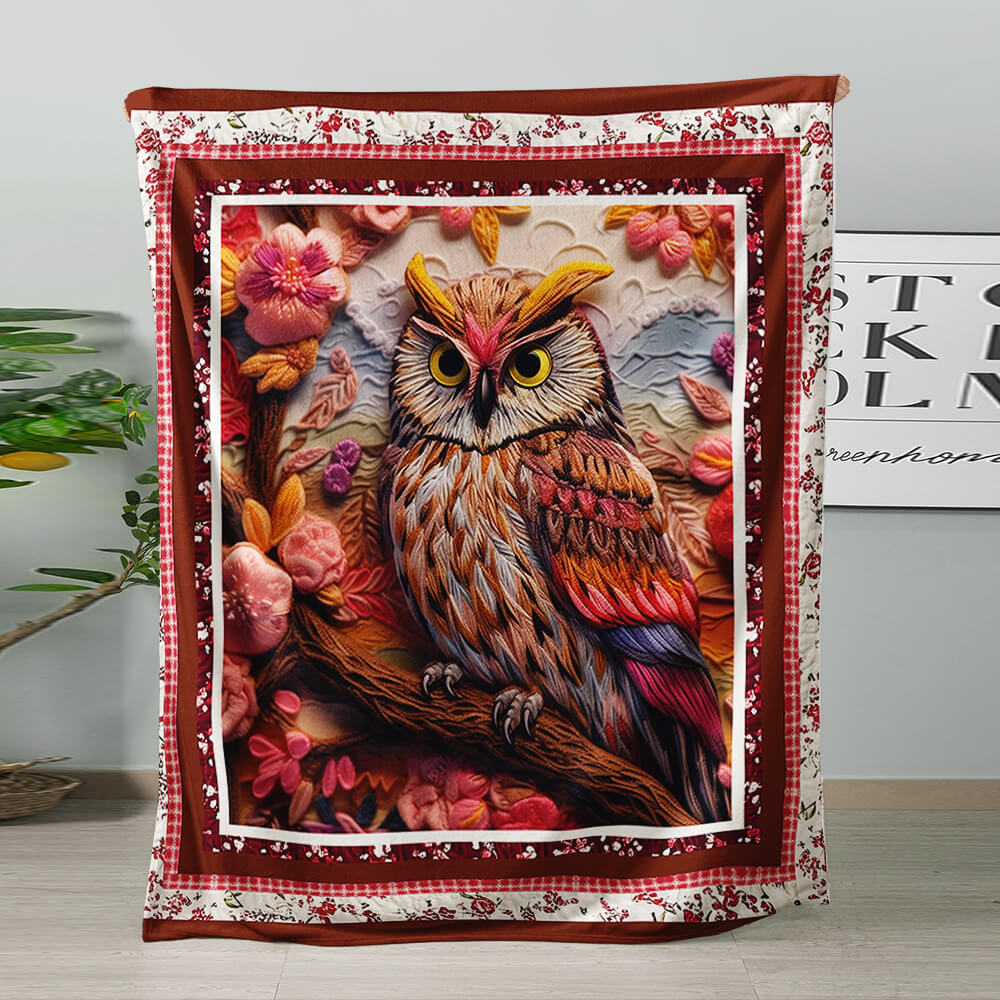 Owl print flannel blanket for bedroom decoration