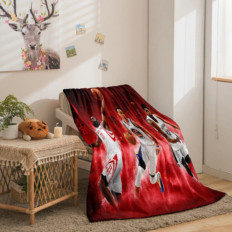 Basketball pattern fleece throw blanket