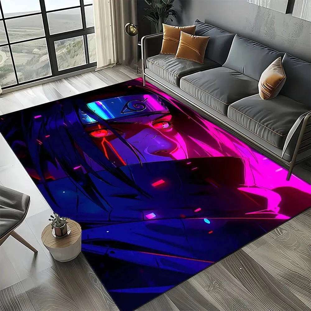 Naruto Itachi rug enhancing a student dorm room with ninja theme