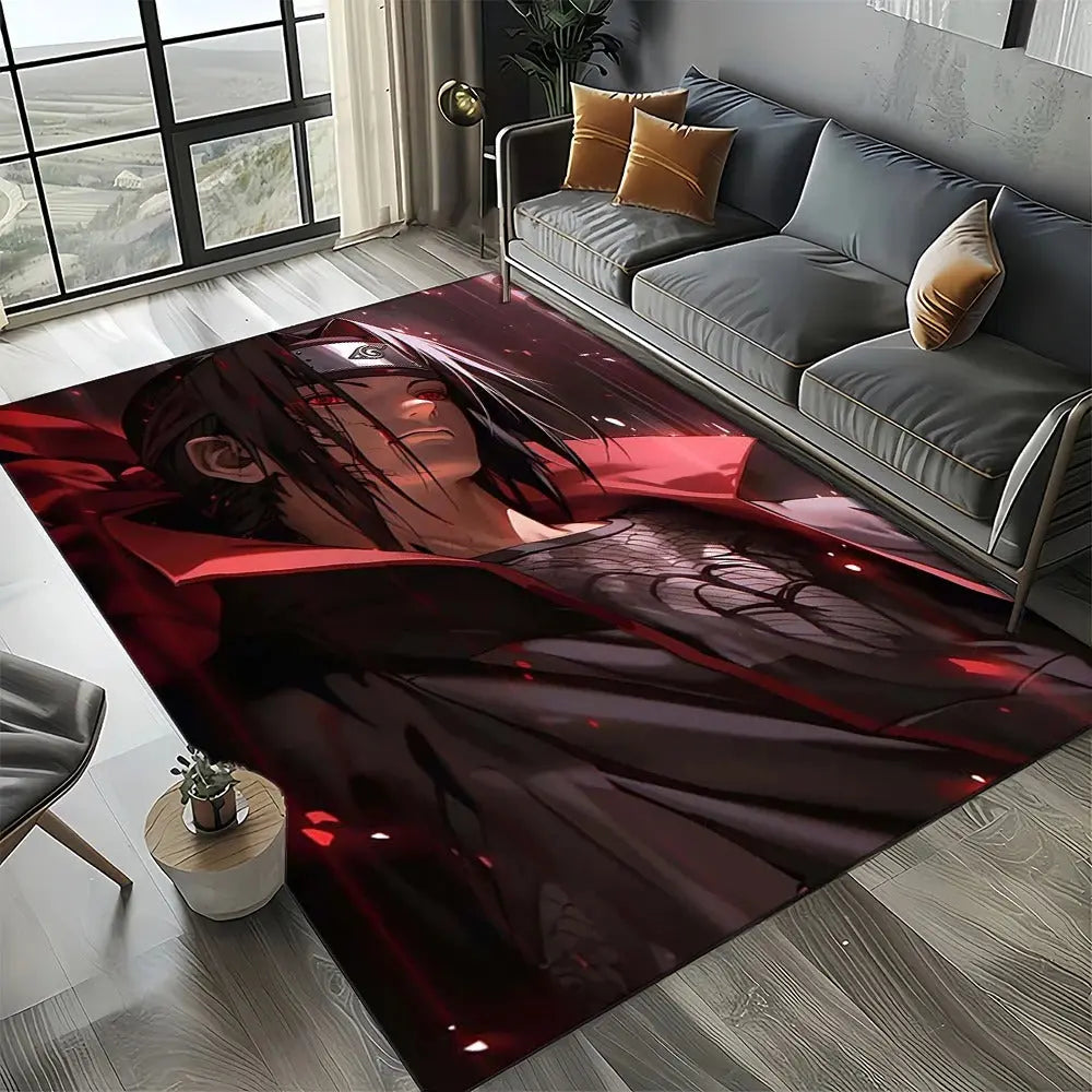 Soft Naruto anime Itachi rug laid in a colorful kids' playroom