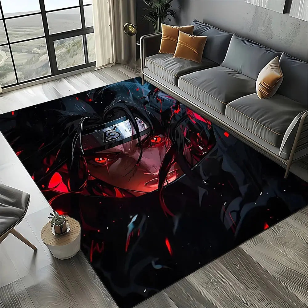 Plush Naruto Itachi floor rug close-up showing soft and comfortable texture