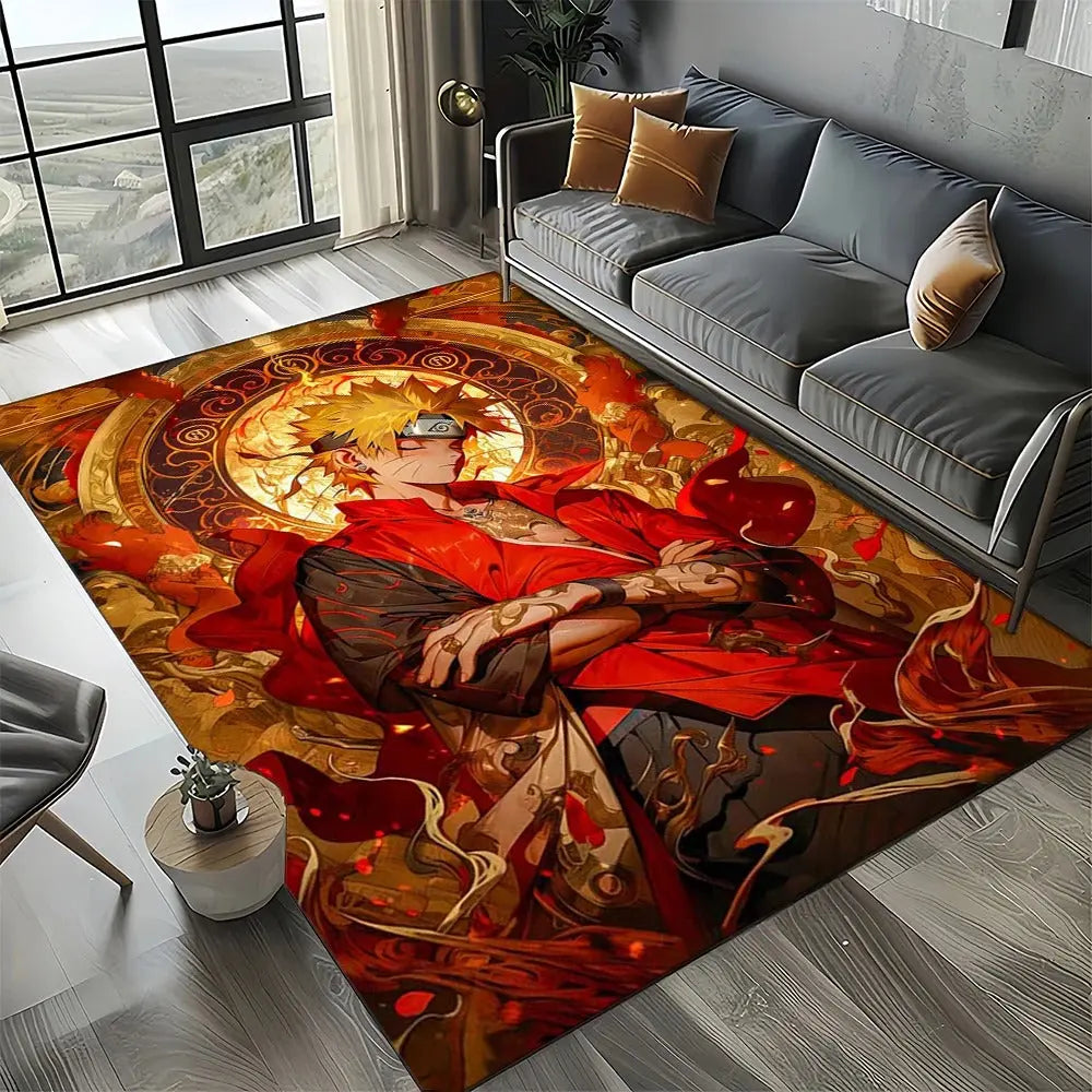 Naruto anime carpet featured in a full otaku-styled room
