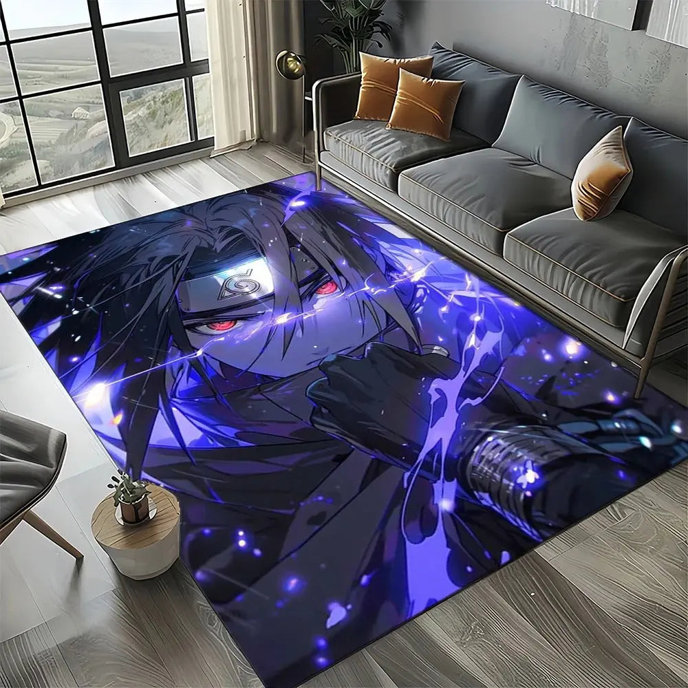 Rug with Naruto design completing a modern minimalist room