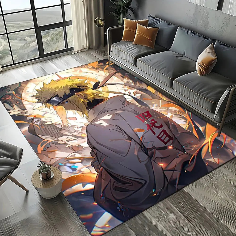 Rug inspired by Naruto manga placed on bedroom floor