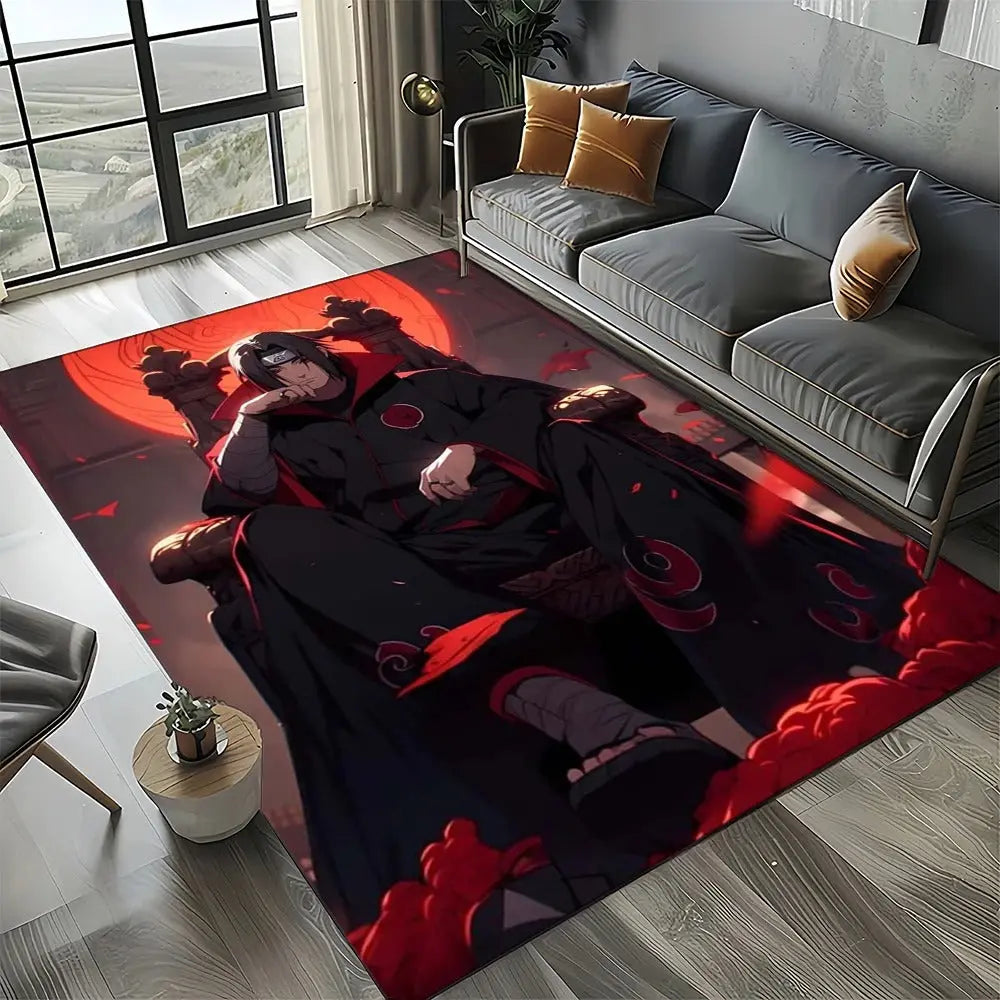 Teen bedroom decorated with Naruto anime Itachi rug for personal touch