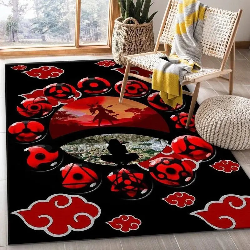 Uchiha Itachi Akatsuki anime rug, soft non-slip Naruto carpet for bedroom, living room, and home decor