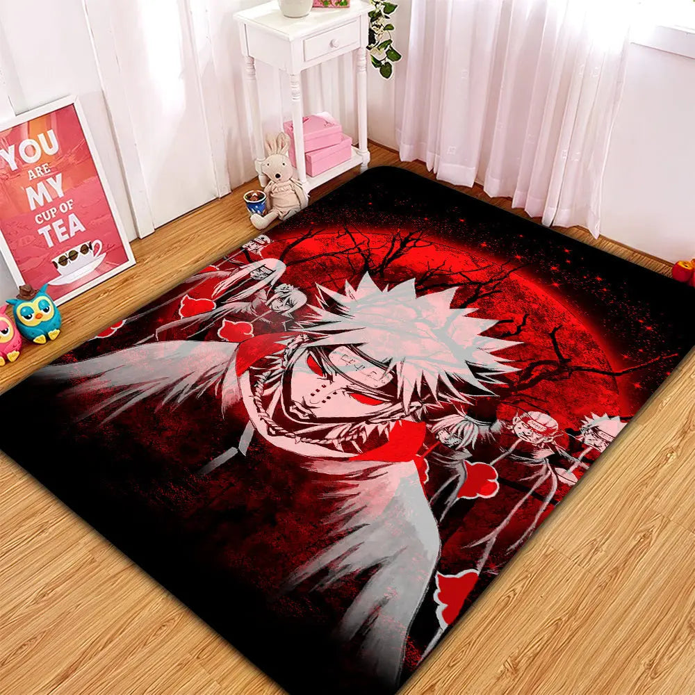 Akatsuki moonlight anime rug, soft non-slip Naruto carpet for bedroom, living room, and home decor