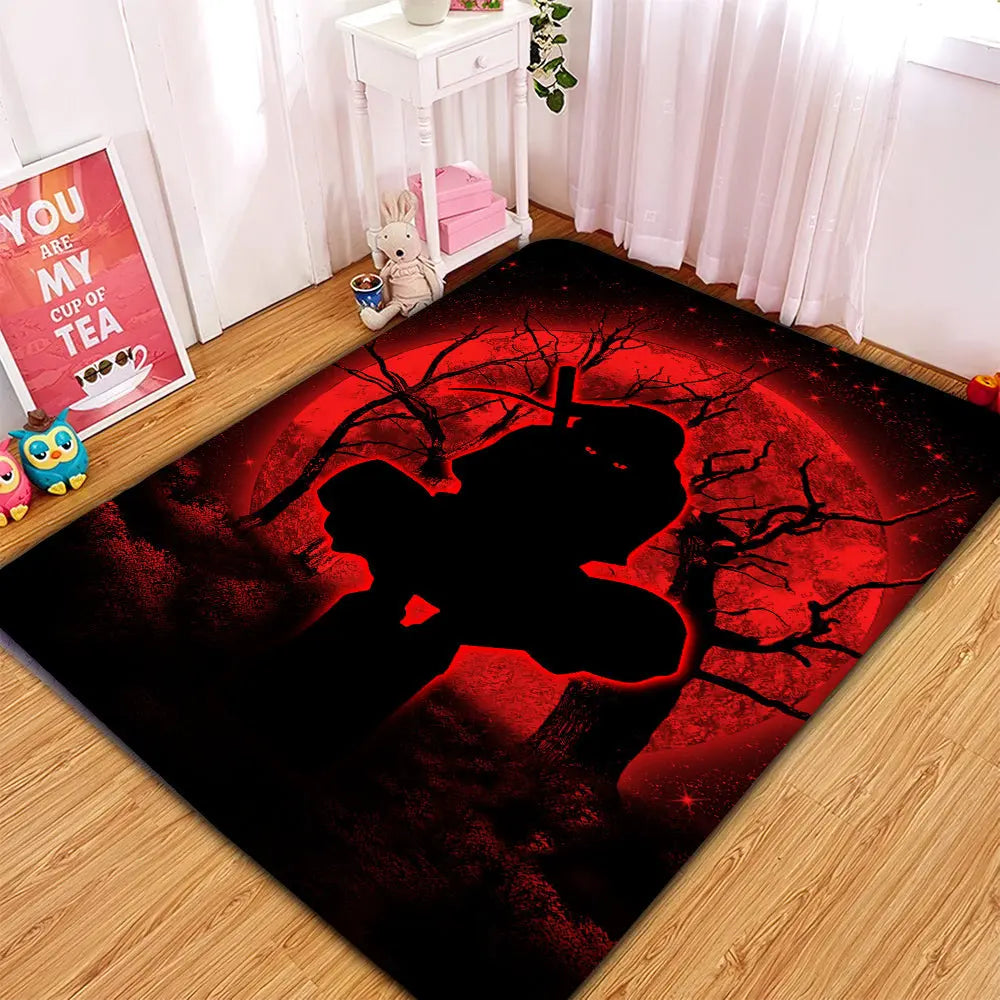 Itachi Anbu moonlight anime rug, soft non-slip Naruto carpet for bedroom, living room, and home decor