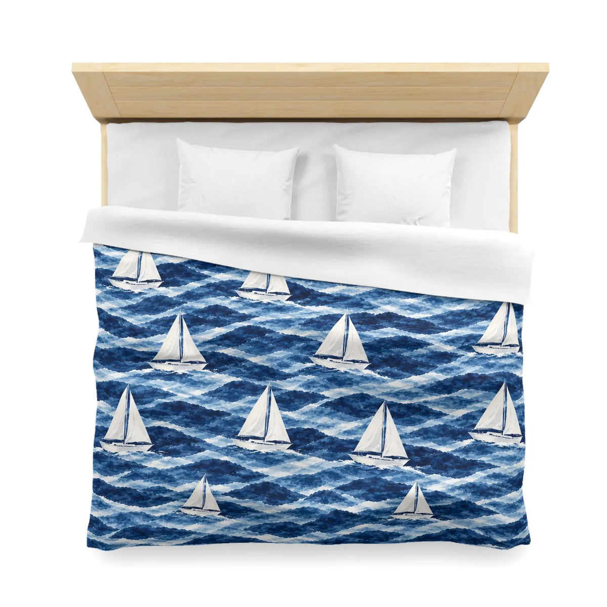 Ocean waves quilt cover set for nautical bedroom styling