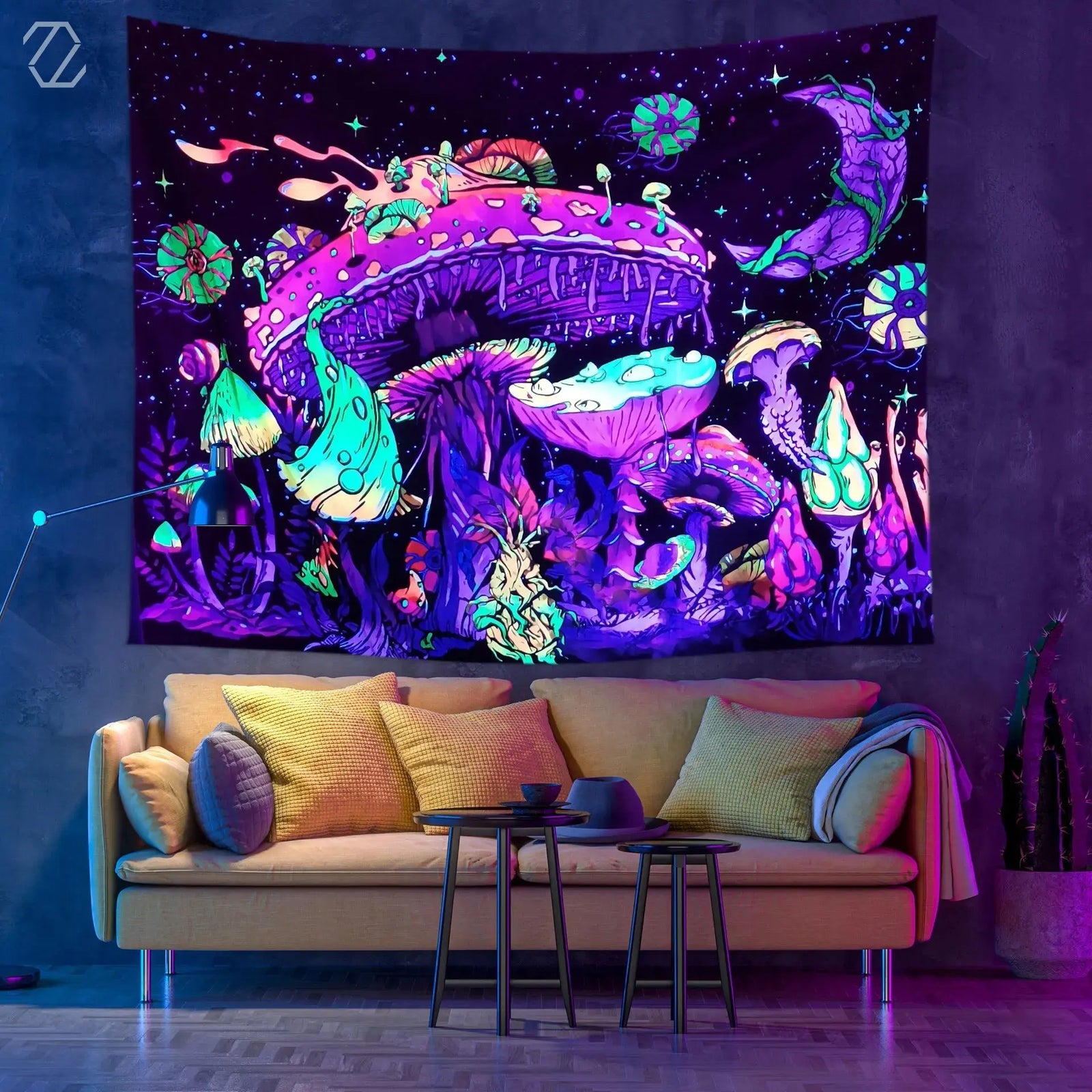 Neon Mushroom Tapestry My Store