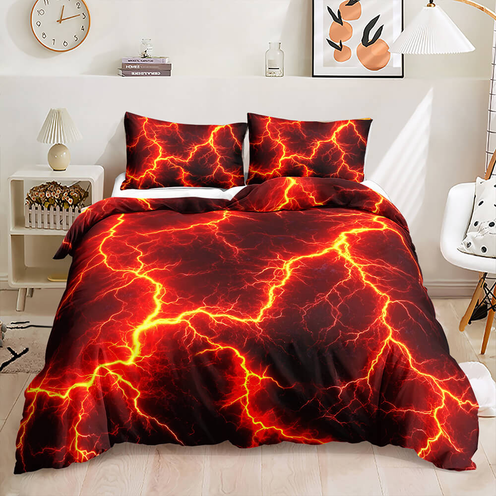 neon orange geometric bedding set