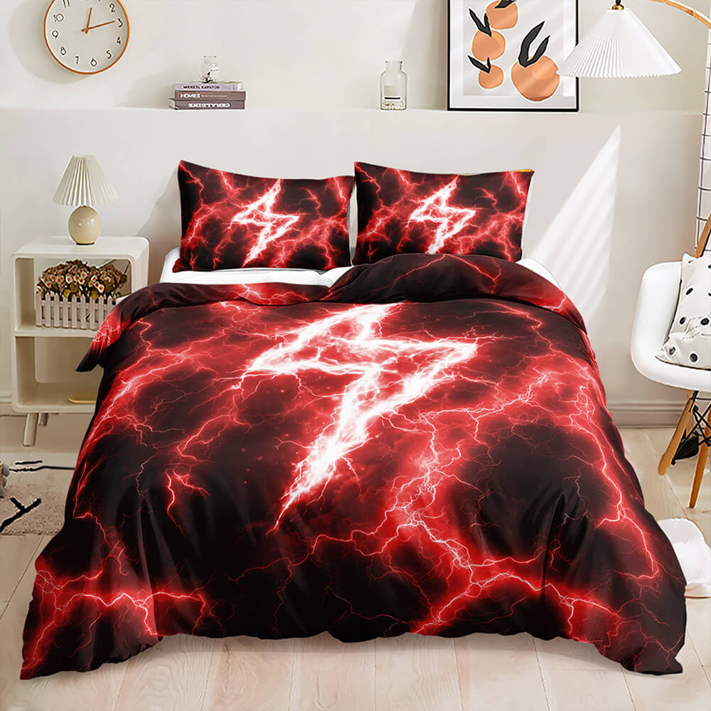 neon red lighting thunder doona cover
