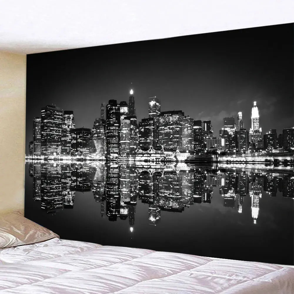 New York City Tapestry - Skyline Night Tapestry