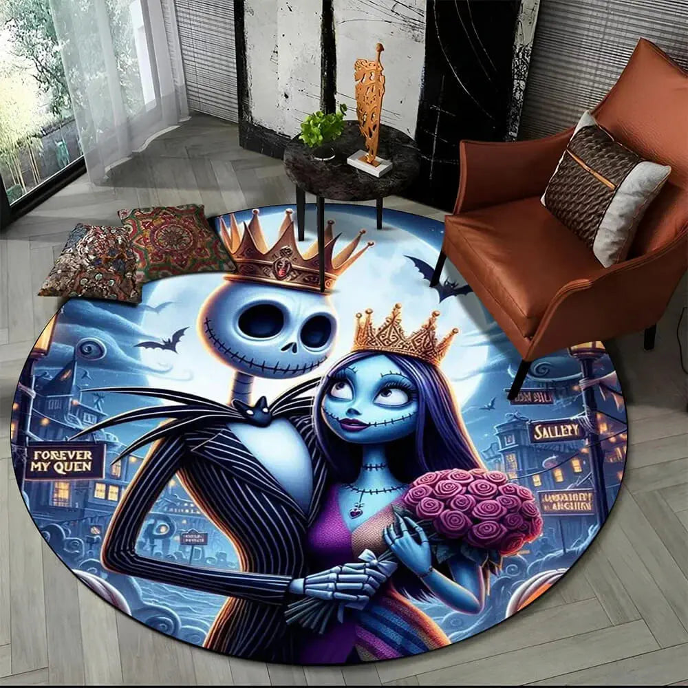 Nightmare Jack Skellington &amp; Sally Round Rug Zirconic