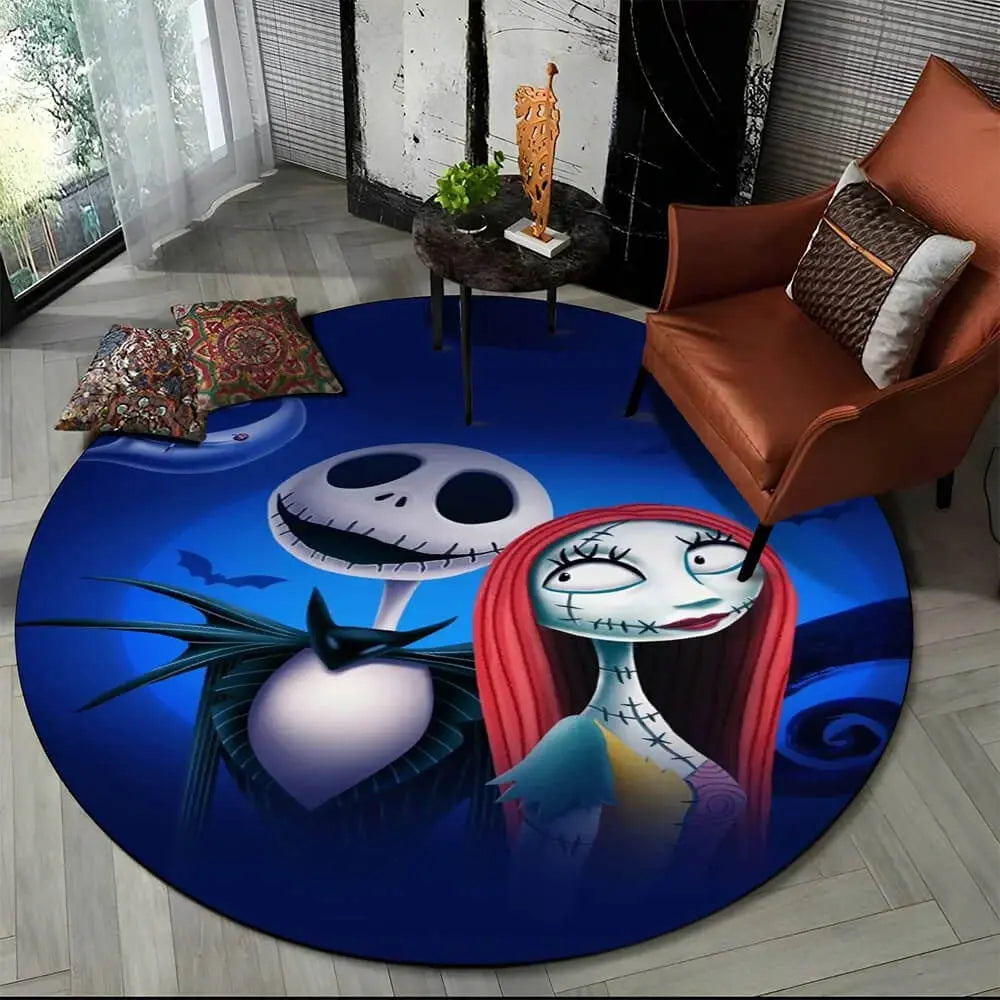 Nightmare Jack Skellington & Sally Round Floor Mat Zirconic