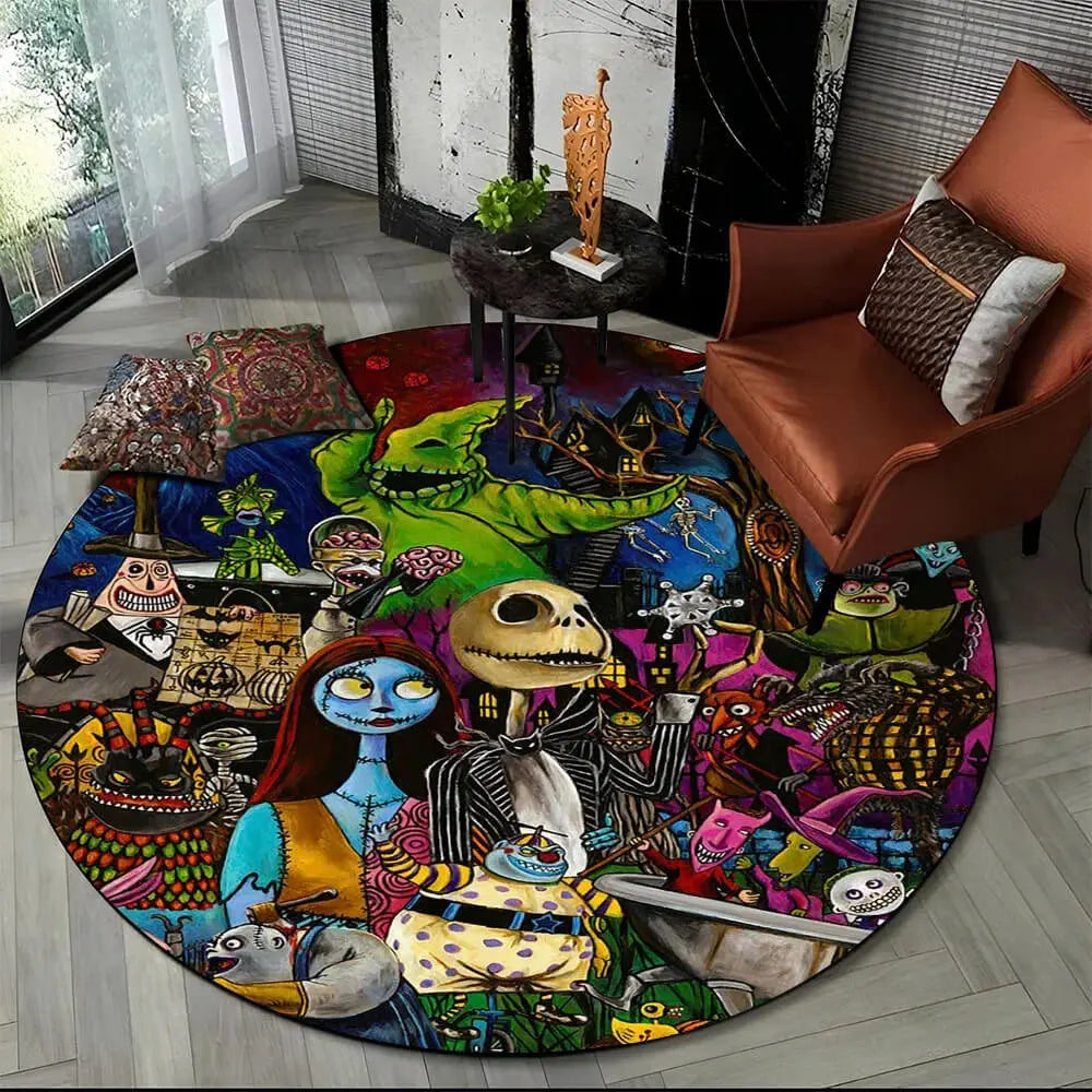 Nightmare Harlequin Demon & Clown With The Tear Round Rug Zirconic