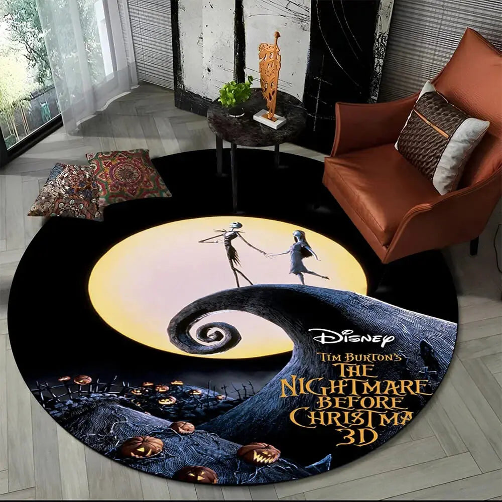 3D Nightmare Halloween Christmas Round Rug Zirconic