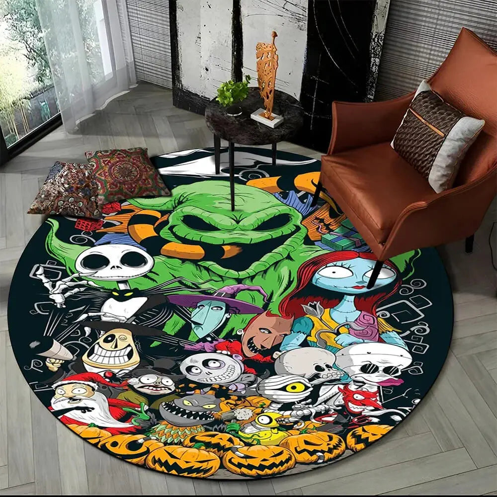 Nightmare Undersea Gal & Corpse Mom Round Carpet Zirconic