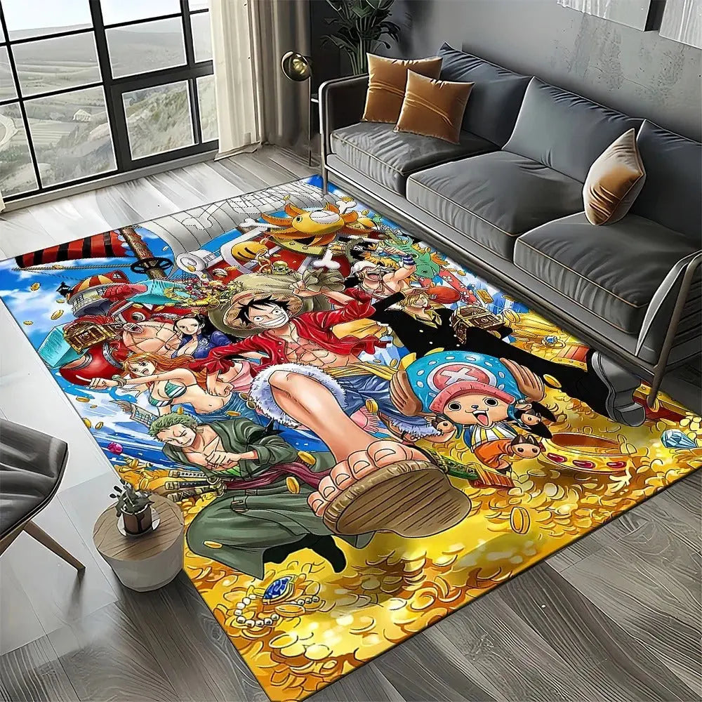 Soft-touch One Piece anime rug close-up showing plush texture
