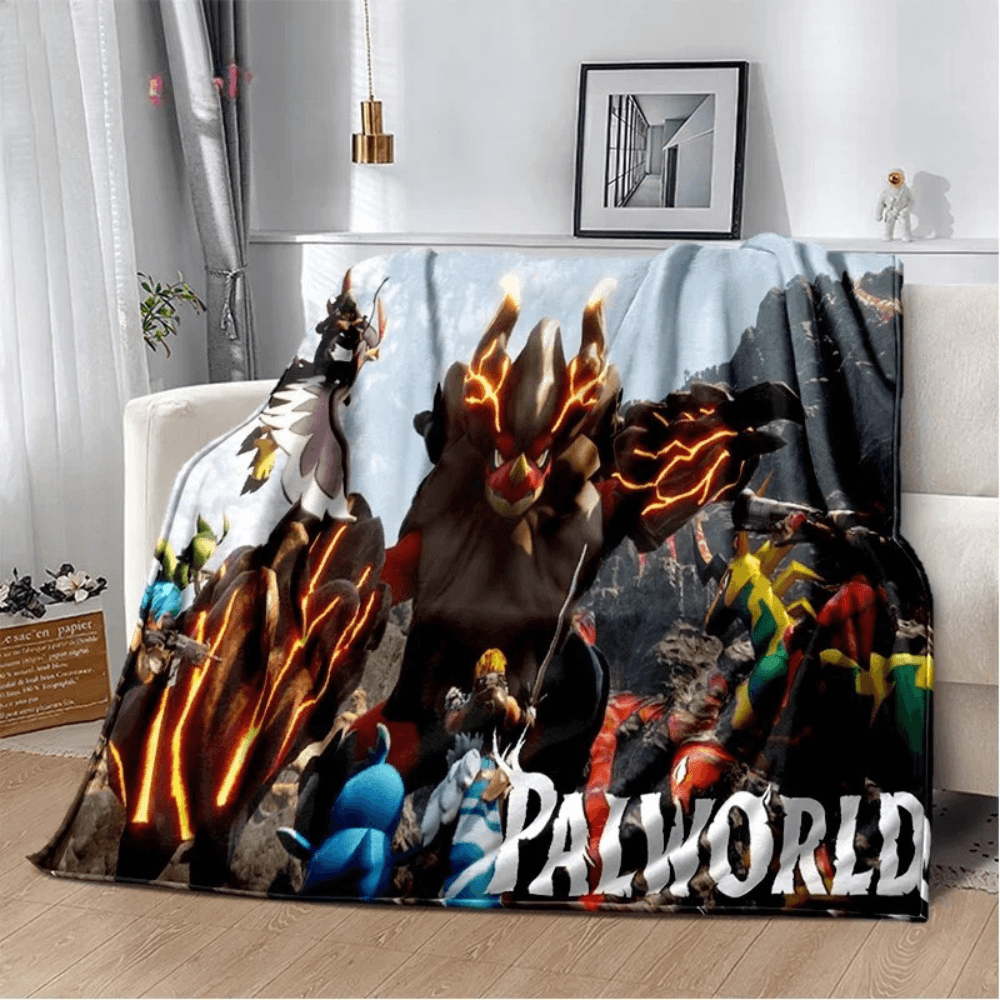 Palworld gaming blanket for travel and picnic