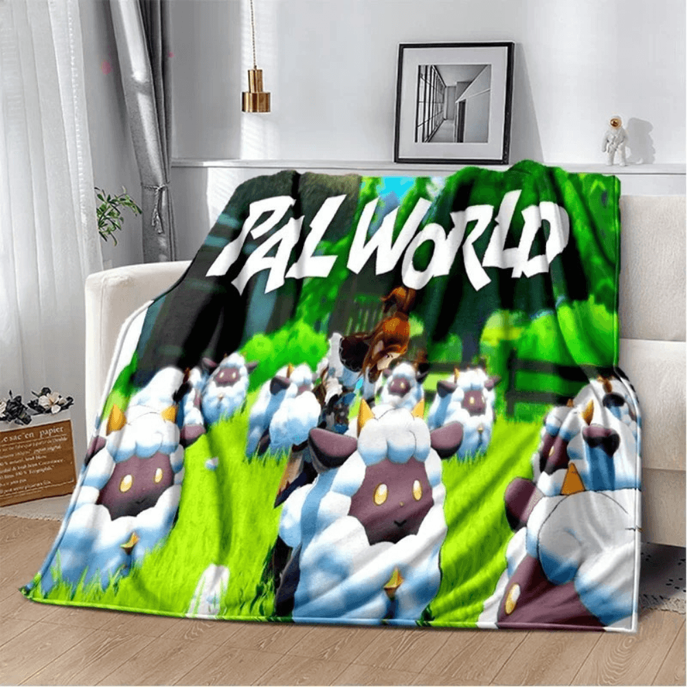 Cozy Palworld gaming blanket for couch