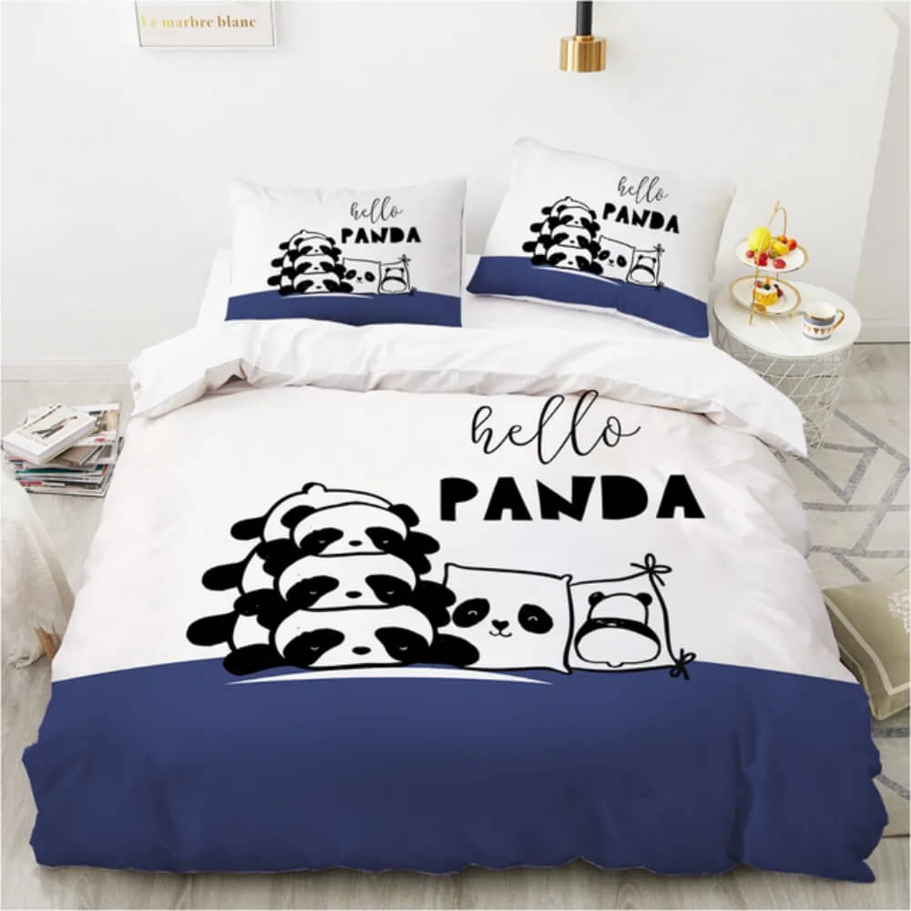 cute panda quilt cover with cartoon design